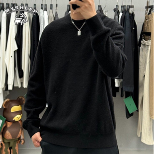 MY秋冬cleanfi浅灰色毛衣男高级感圆领内搭打底衫宽松慵懒针织衫