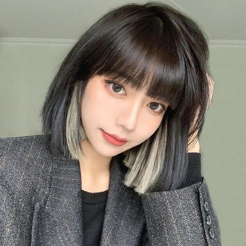 lisa假发无痕法式修脸头发染发发型接发彩色绑带式