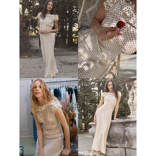 雪绿【真丝混纺】Do*n法式波点连衣裙