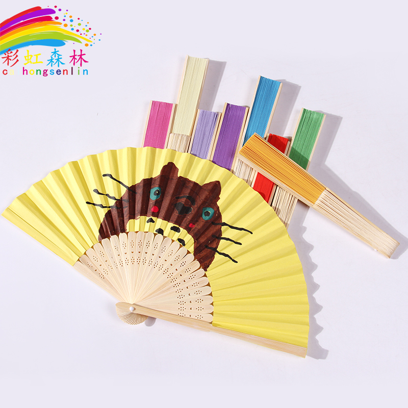 幼儿园走廊吊饰 多彩纸扇子手工绘画扇工艺品 环境布置彩色扇子