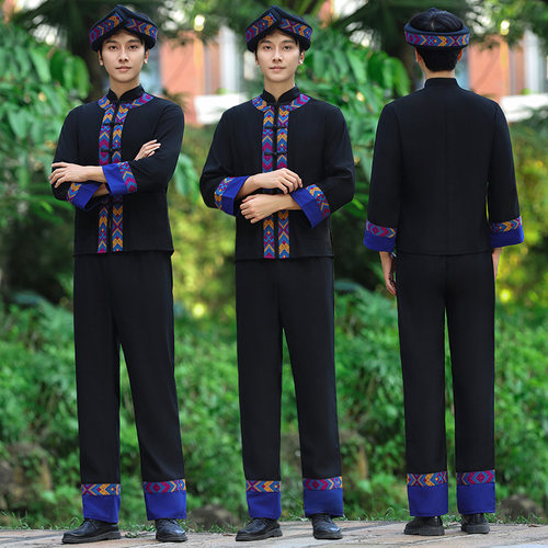 壮族服装广西黑色壮瑶男传统服