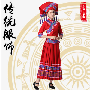 广西壮族服装女传统服长百褶裙民族风回娘家歌圩节三月三民族服饰
