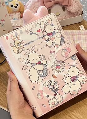 ins风天使小羊pu皮质活页卡册少女心追星小卡磁扣硬壳A5收纳册