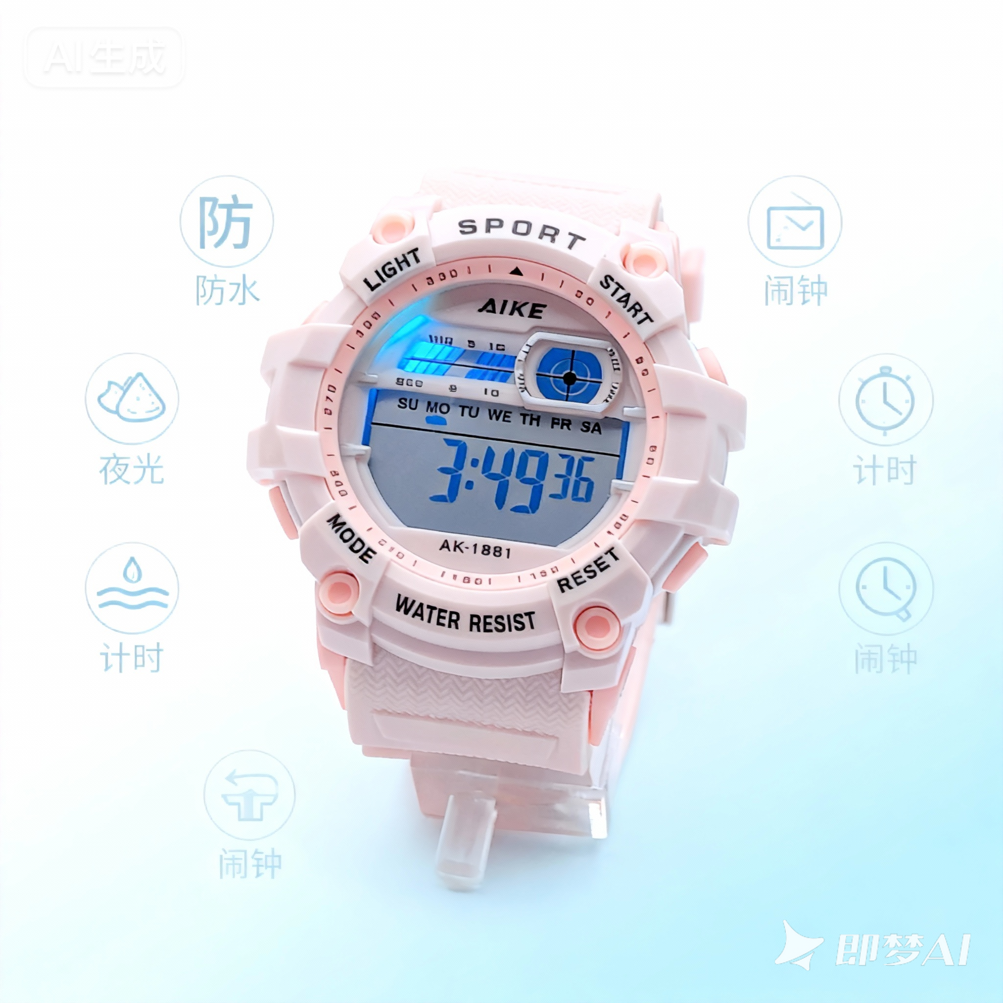 爱刻电子表手表男女学生多功能防水运动手表高颜值日期星期情侣24