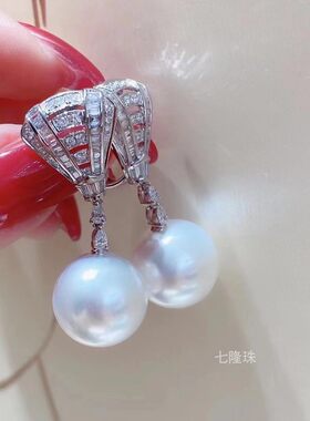 复古厚金8K钻石澳白耳饰奢华款澳白耳钉