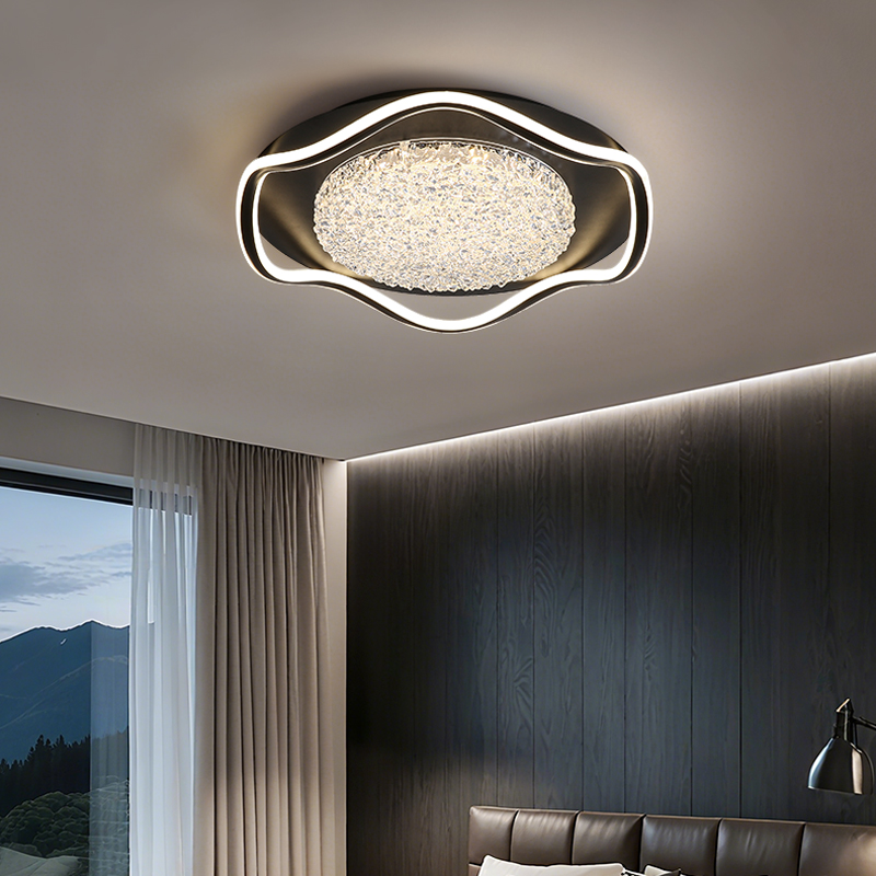 卧室灯吸顶灯意式极简轻奢高级感现代简约冰裂纹主次卧室房间灯具