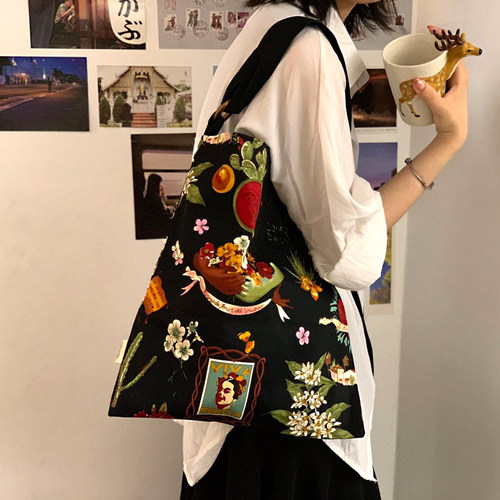 淳实原创拉链新款ins女帆布包