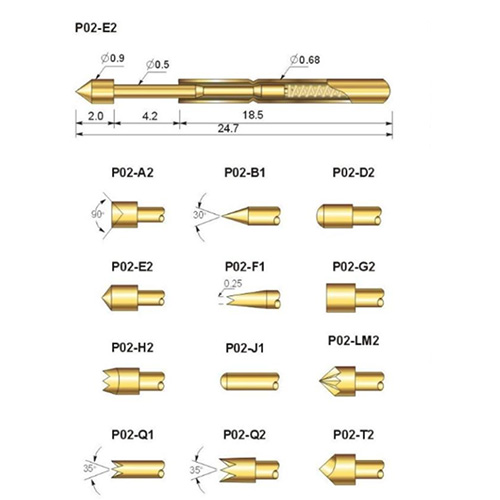 探针P02-Q2 B1梅花尖头圆锥平头圆头凹头针 p50加长弹簧探针