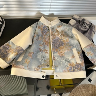 机车皮衣亲子款 新款 立领3到10岁亲子款 拼色短款 2025皮衣新中式