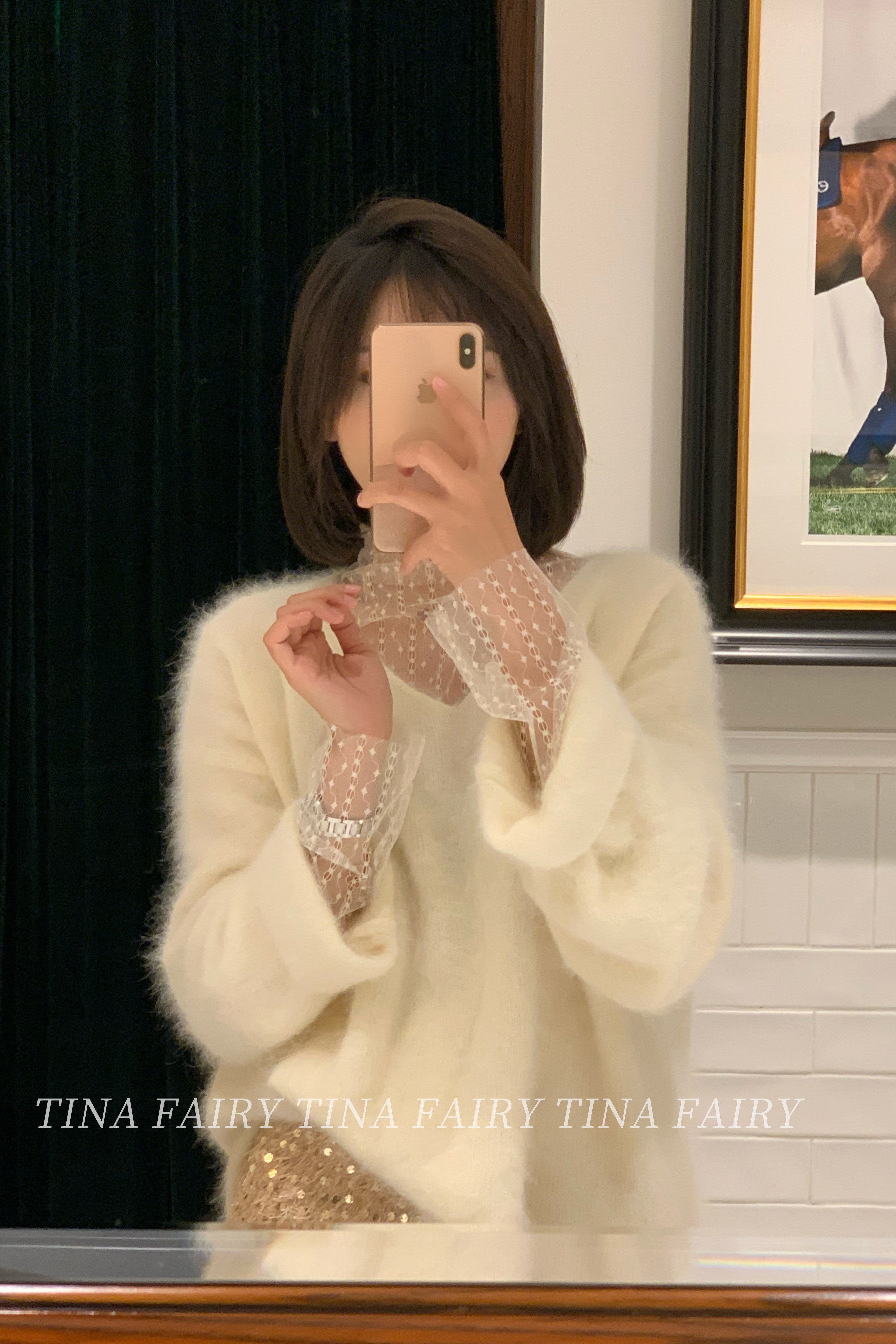 tina/鹤绒毛衣(4色)/蕾丝打底,绒感太棒了!