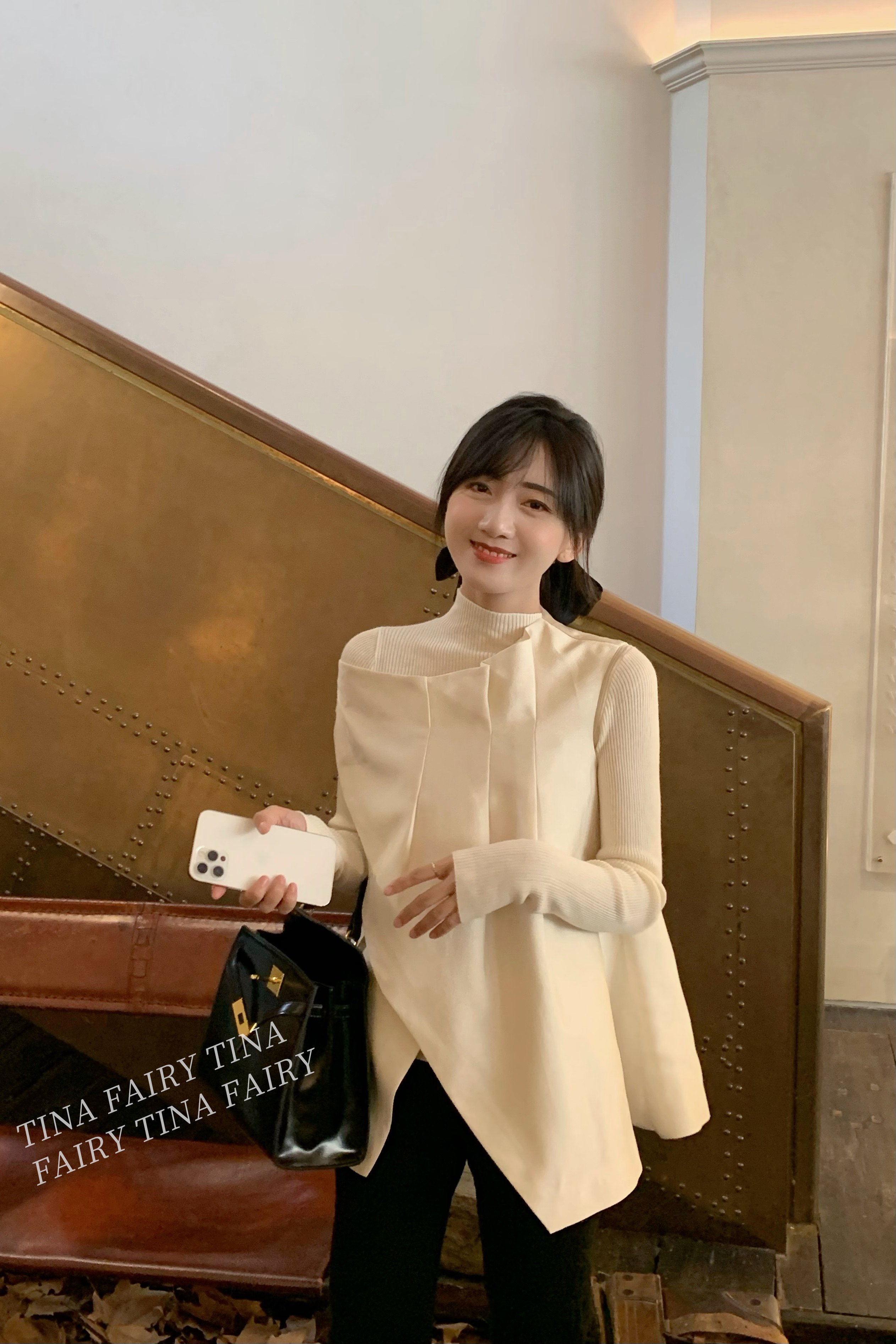 tina/“流金岁月”row row极简风高级感上衣女秋设计感小众两件套_虎窝淘