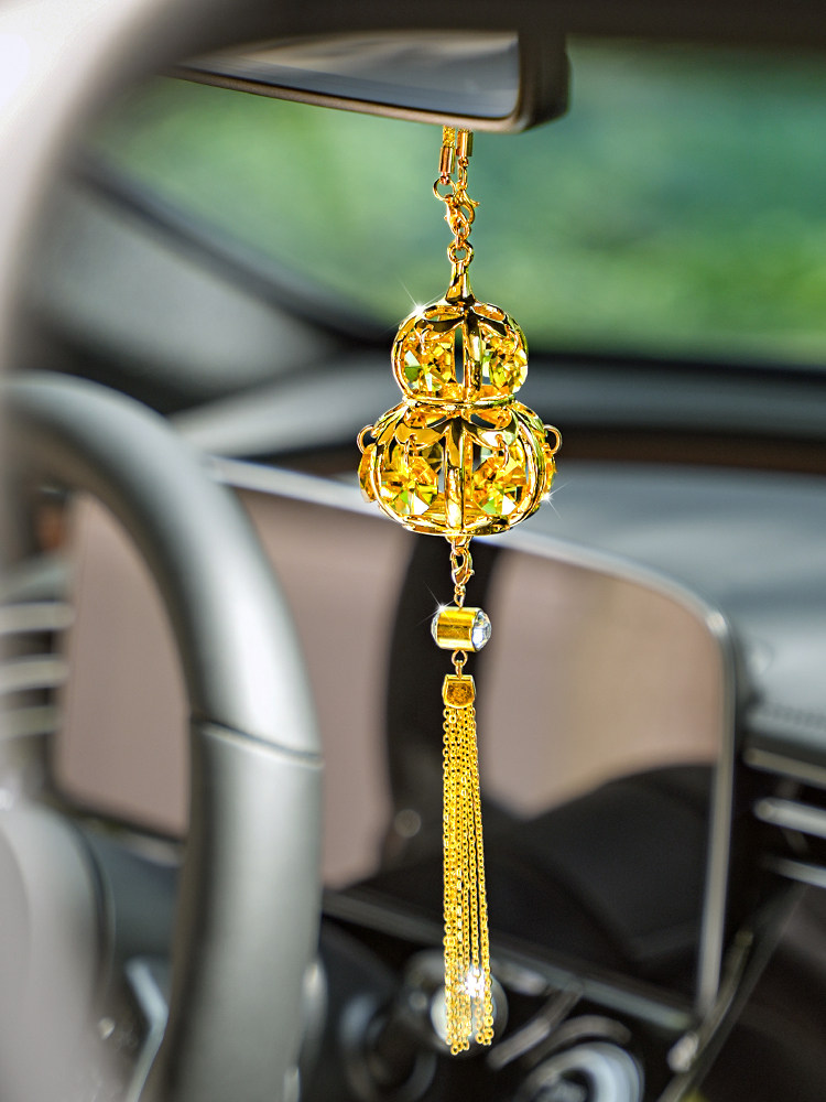 道路保护葫芦手工钻石汽车挂件汽车葫芦挂件后视镜挂件幸运绿色挂
