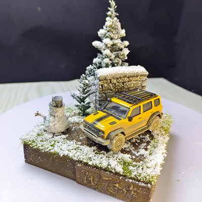 64比例车模沙盘模型地形雪地