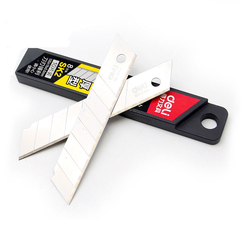 得力美工刀片2016 大号裁纸刀片 进口sk2合金钢 10片装 得力文具