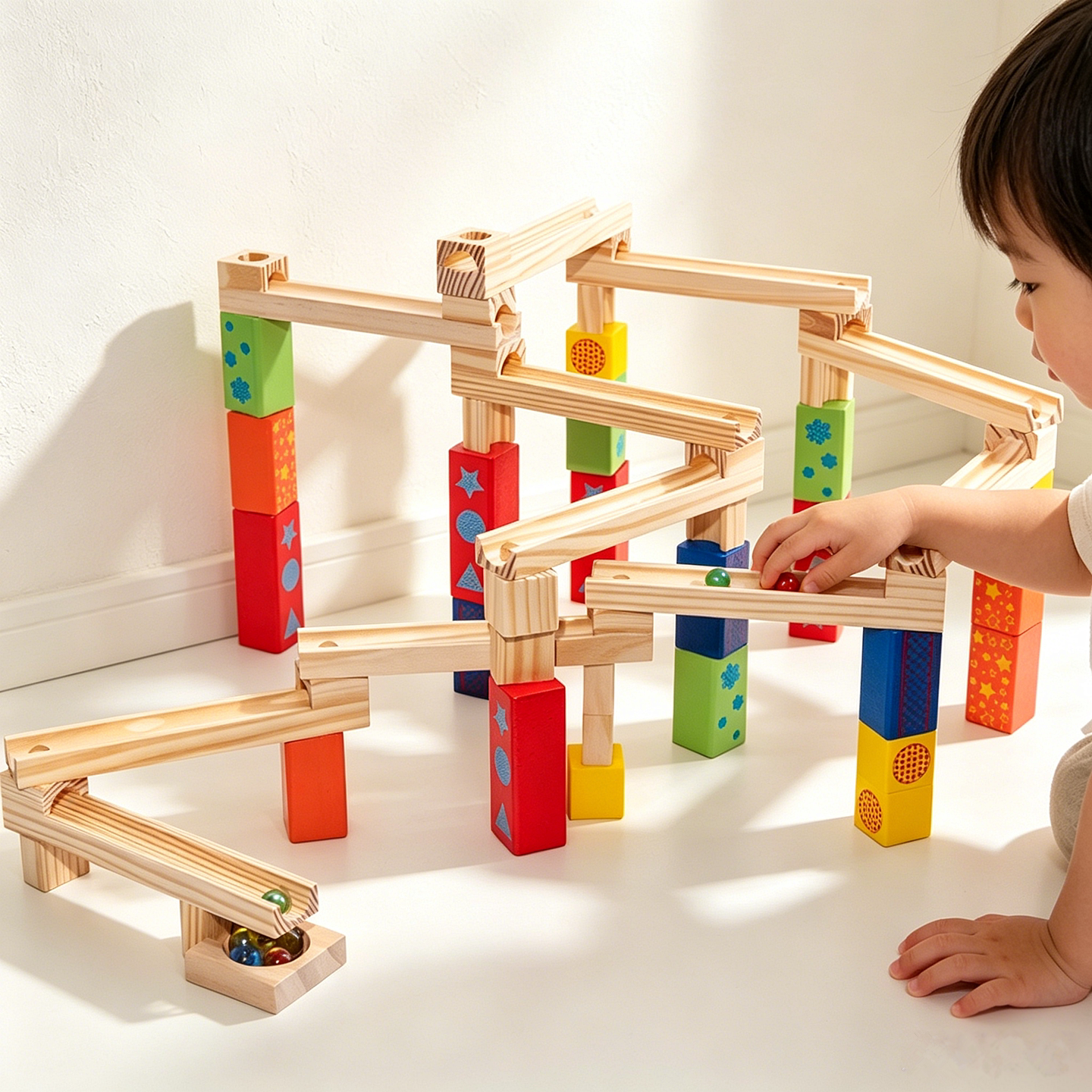 幼儿园木制轨道车益智拼装