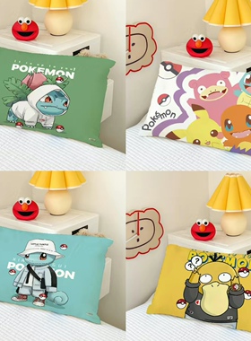 宝可梦枕套一个皮卡丘枕头套杰尼龟枕芯套卡通48x74cm单人40*60cm