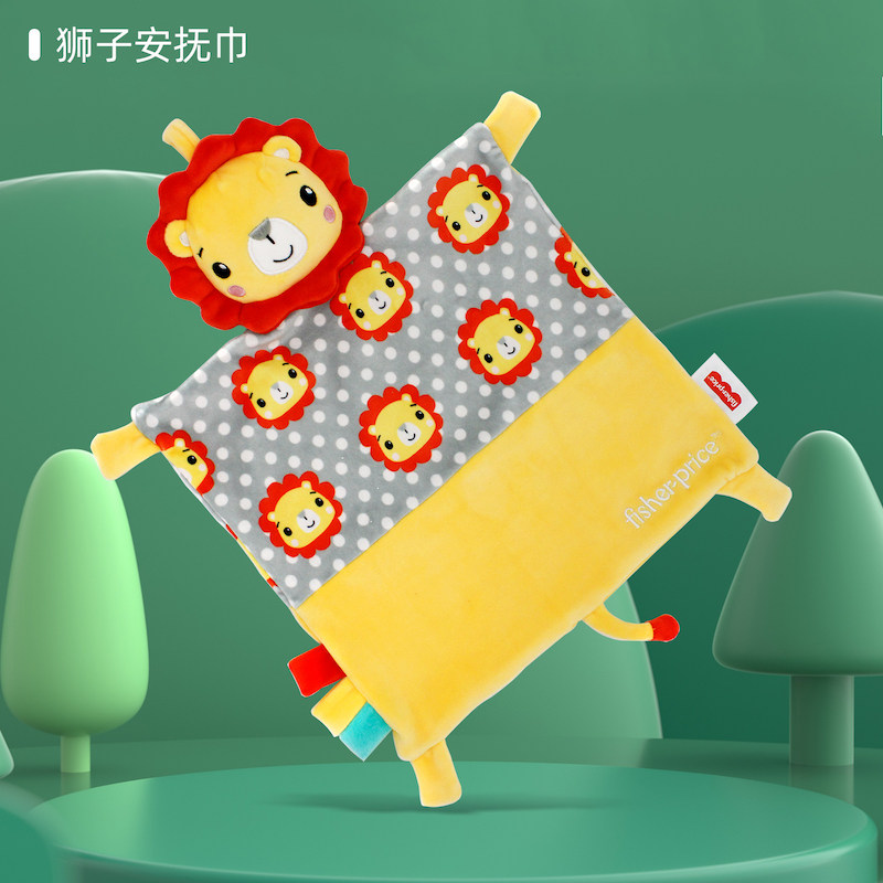 费雪宝宝安抚巾手指婴儿安抚玩偶0-1岁可入口啃咬睡眠狮子F1067