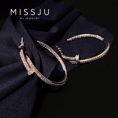 s925同款个性大圆圈锆石纯银针