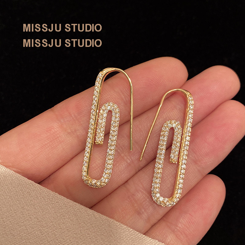 欧美潮人时髦别针耳钉回形针耳环小众设计感简约冷淡风个性耳饰女