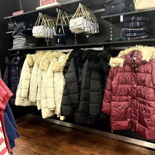 加拿大直邮Tommy女士连帽毛领棉服中长款