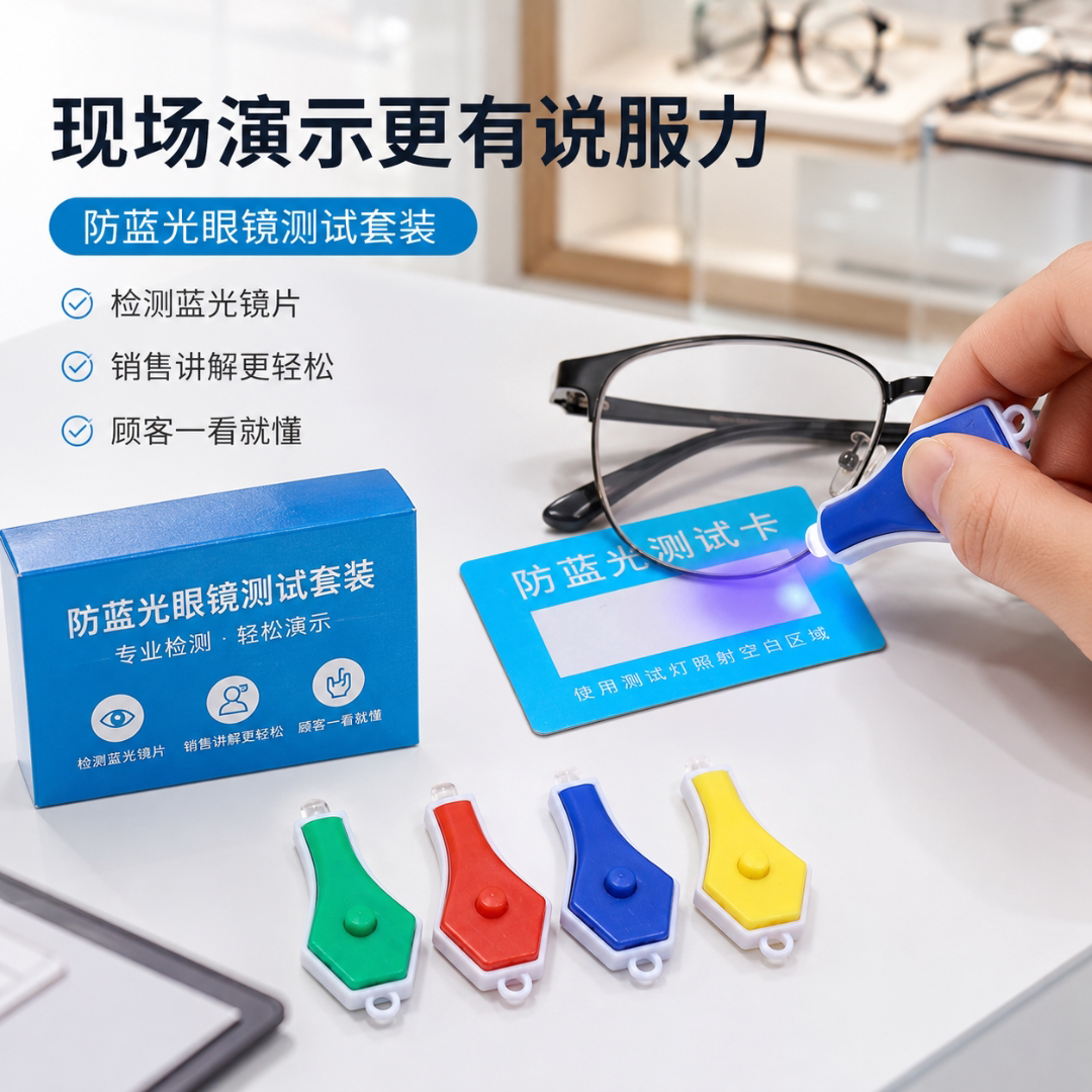 眼镜防蓝光眼镜测试灯无环测试卡测试紫外线可重复使用检测工具