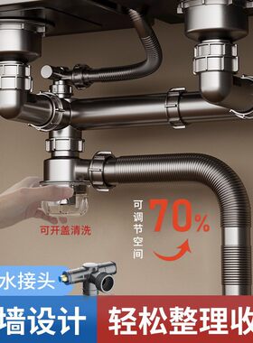 适配惠达下水管管道配件双槽水池下水器水槽洗碗池排水管子套装