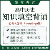 高中历史知识清单梳理高一高二选择性必修一二三知识点填空必背诵