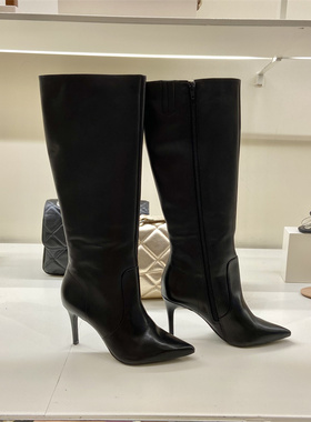 断码折扣款Arezzo巴西专柜正品代购秋冬牛皮中跟尖头时尚长靴