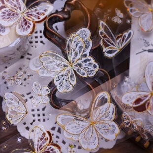 小白家 手帐胶带分装 蝶羽逐光 4.5×100cm 贝壳光模切 514