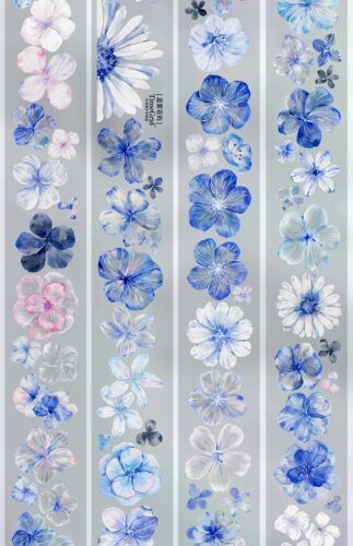 215 时间格子 蓝雾花屿 手帐胶带分装 贝壳光无模切 3.5×125cm