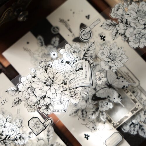 499 壹洱【花语集】和纸贝壳金模切 5.5×100cm 手帐胶带分装