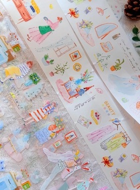 L02 Lynn 女孩和玩偶 7×100cm 手帐胶带分装 非偏58元包邮