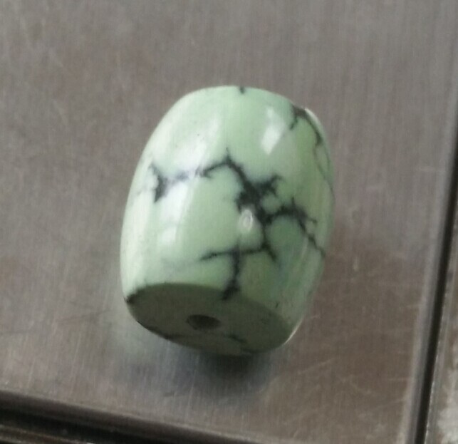 菜籽黄 网花 原矿 绿松石 纯天然 无优化 高瓷 桶珠 勒子 12*12