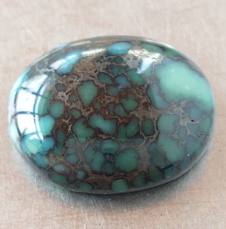 样品 云盖寺 玉化 乌兰花 高瓷 俏色 原矿绿松石无优化 戒面