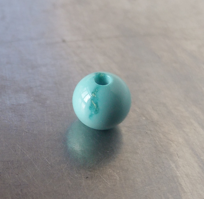 漂亮 色纹 高瓷 蓝 原矿 绿松石 无优化 圆珠  5mm
