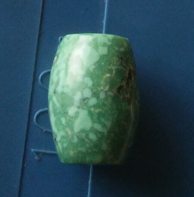 菜籽黄 原矿 绿松石 纯天然 无优化 高瓷 桶珠 勒子 10*14