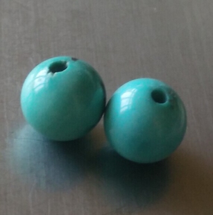 圆珠 蓝 无优化 原矿 8.5mm 纯天然 一对 高瓷 绿松石