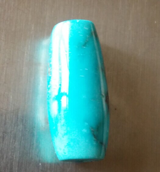 原矿纯天然绿松石云盖寺桶珠