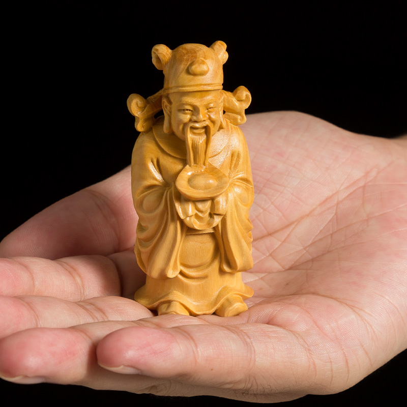 黄杨木佛像木雕工艺品财神爷摆件