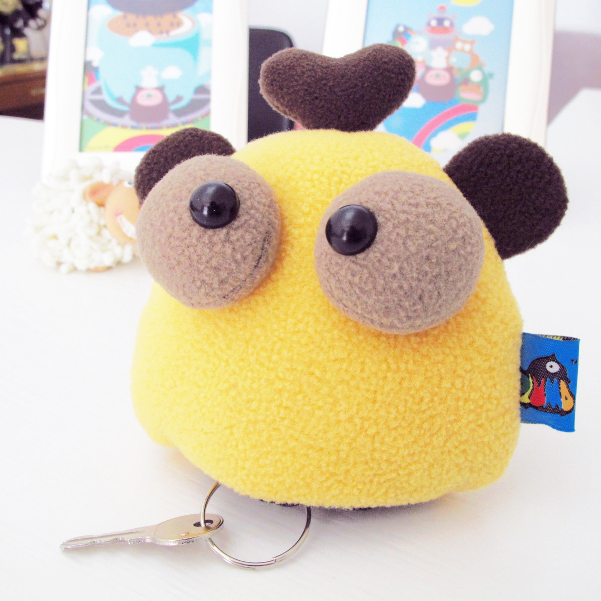 plumo皮洛姆抽绳拉式钥匙包布艺可爱卡通创意安尼卜塔马卡龙蛋黄