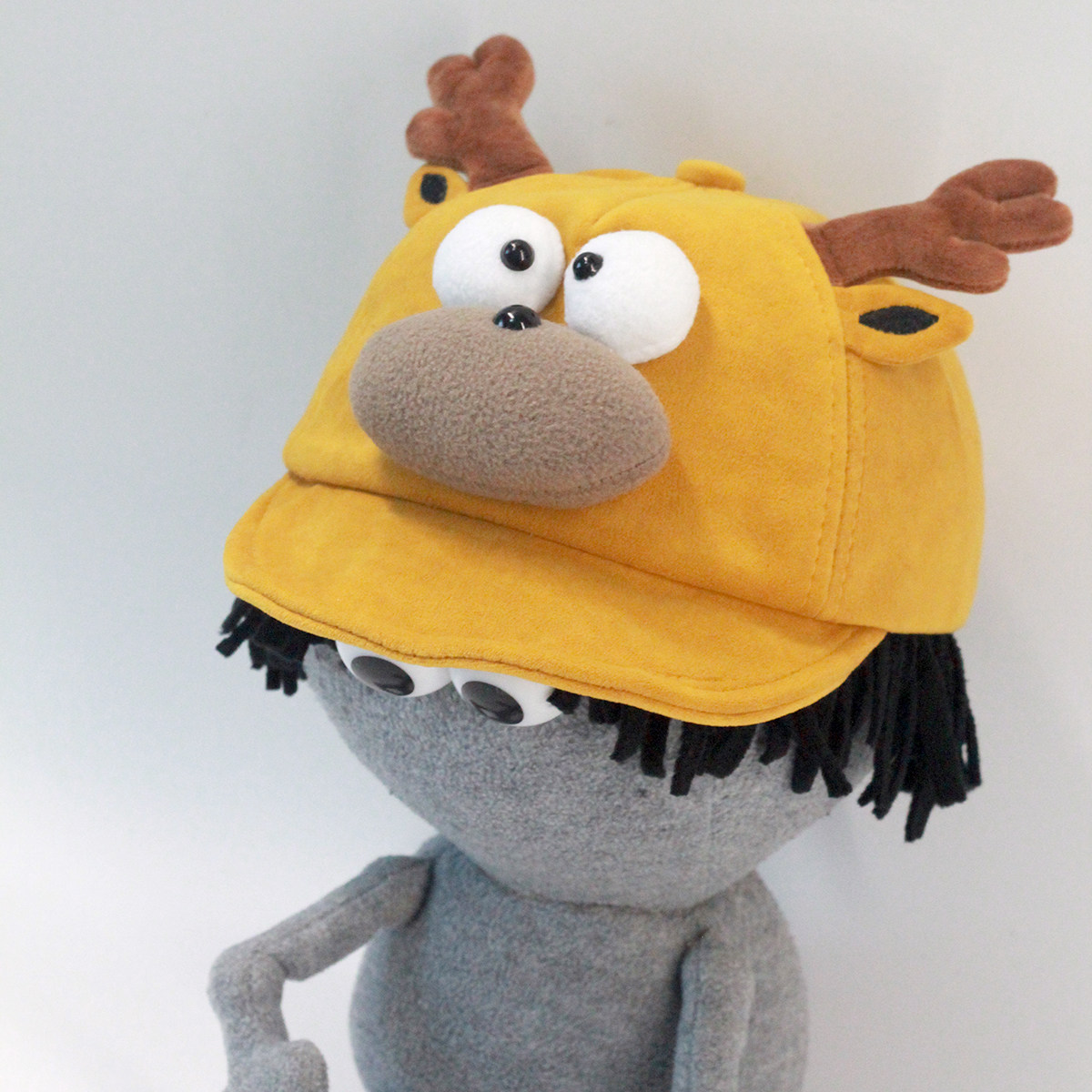 plumo皮洛姆幼儿短毛绒遮阳帽子太阳帽宝宝秋季防风防晒棒球帽 鹿