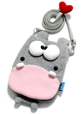 PLUMO皮洛姆三星苹果iPhoneplus挎包手机包保护毛绒可爱卡通河马