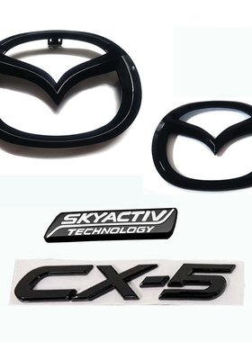 适配马自达CX5后尾箱字标13-21-24年款CX-5前中网标改装黑色车标
