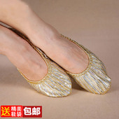 演出金色初学者平底鞋 子印度舞鞋 女成人软底练功鞋 肚皮舞舞蹈鞋