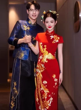 秀禾服旗袍2026新款敬酒服重工嫁衣中式新娘订婚结婚礼服龙凤褂
