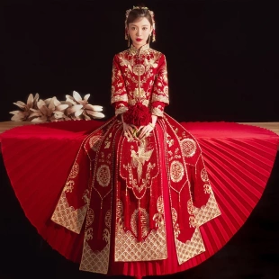 新娘秀禾服2026新款结婚喜服情侣款大码中式婚纱礼服龙凤褂出阁服