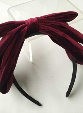 日本梨花refur高档丝绒布艺发箍三层大蝴蝶结头花饰品多色可定做