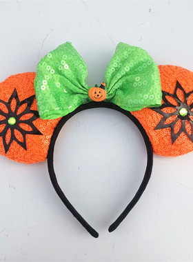 新款儿童女士通用漂亮可爱米其耳朵发箍蝴蝶结万圣节日派对南瓜节