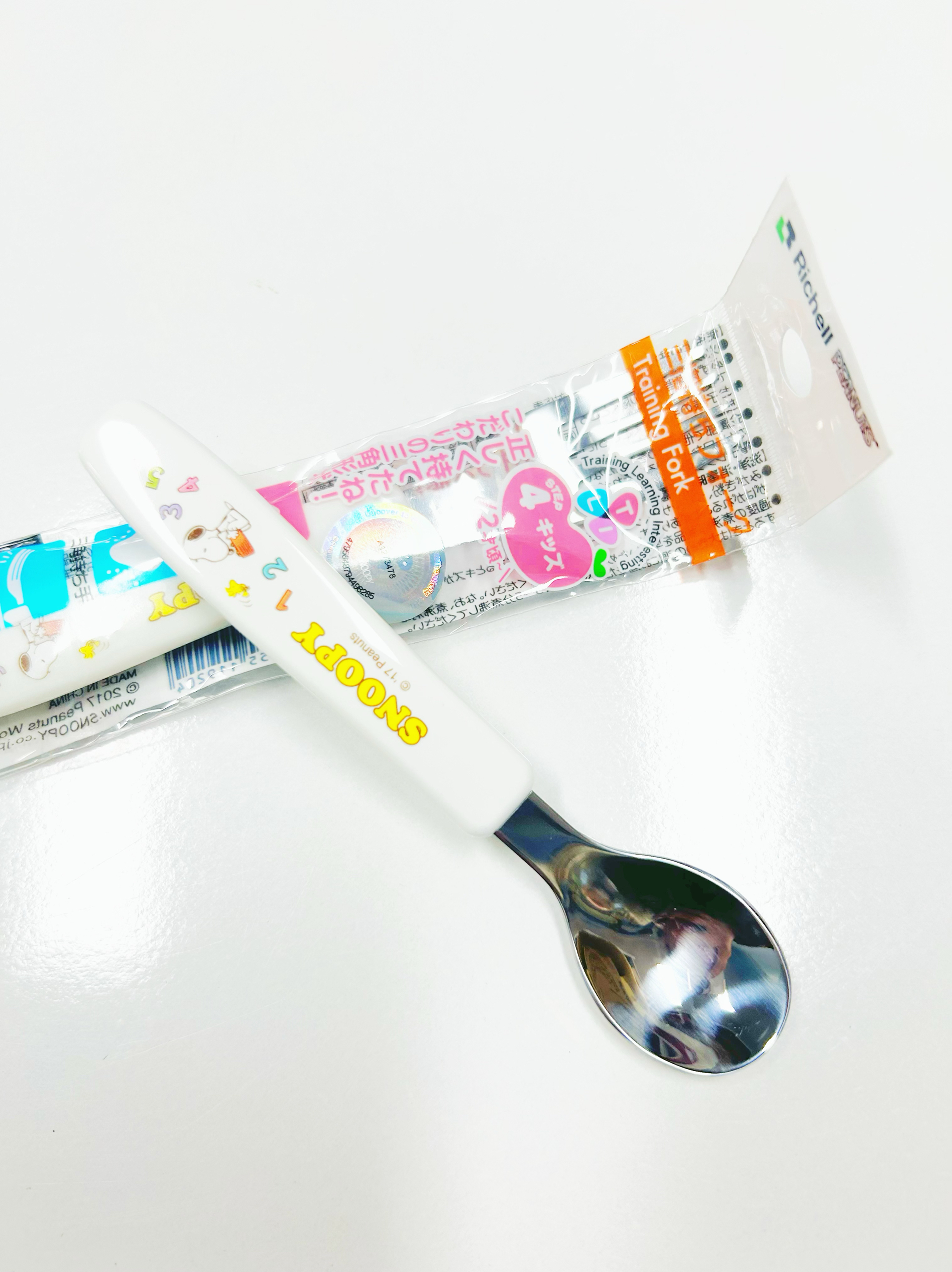 richell利其尔史努比系列三指训练不锈钢叉勺儿童吃饭餐勺餐叉子