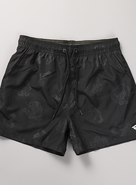 短裤男设计感小众夏季新款黑色虎头印花三分裤宽松休闲外穿沙滩裤